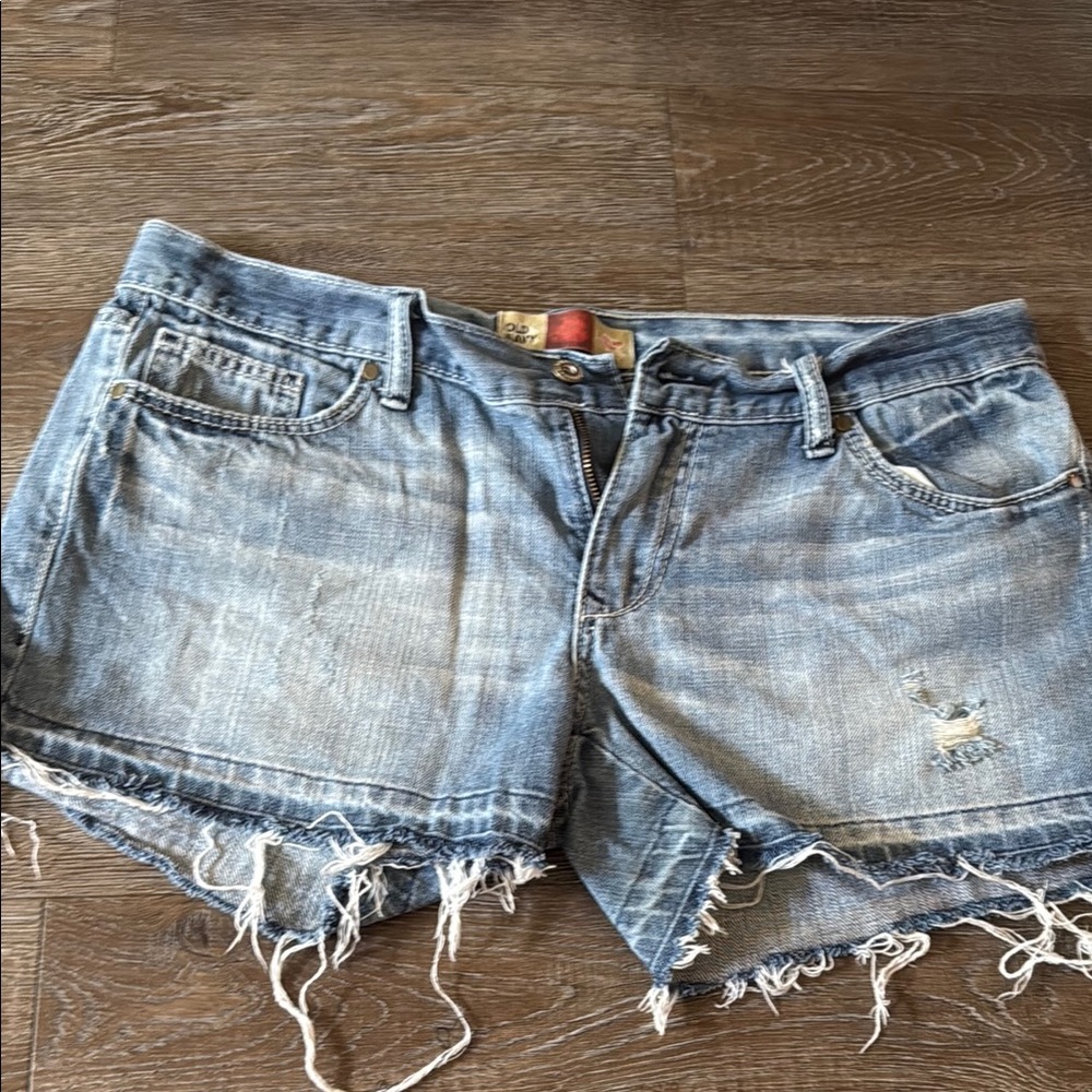 Old Navy Blue Distressed Jean Shorts Ultralow size 12